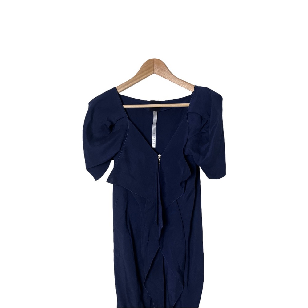 RM Roland Mouret Blue Navy Silk Zip Up Front Dress US 8 2523 - Picture 5 of 7
